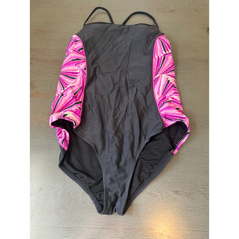 Catalina Womens One Piece Swimsuit Black Pink Geometric Padded XL 16-18